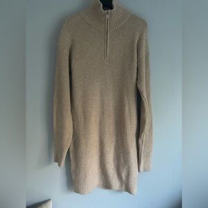 NWT Old Navy Half-Zip Sweater Dress / Tunic – XS Tall – Tan Knit